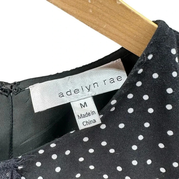 Adelyn Rae M black & white polka dot maxi dress with lace Whimsigoth - Picture 7 of 8